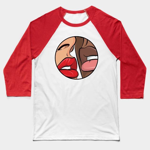 Lip Gloss Kiss Pop Art Baseball T-Shirt by Hixon House